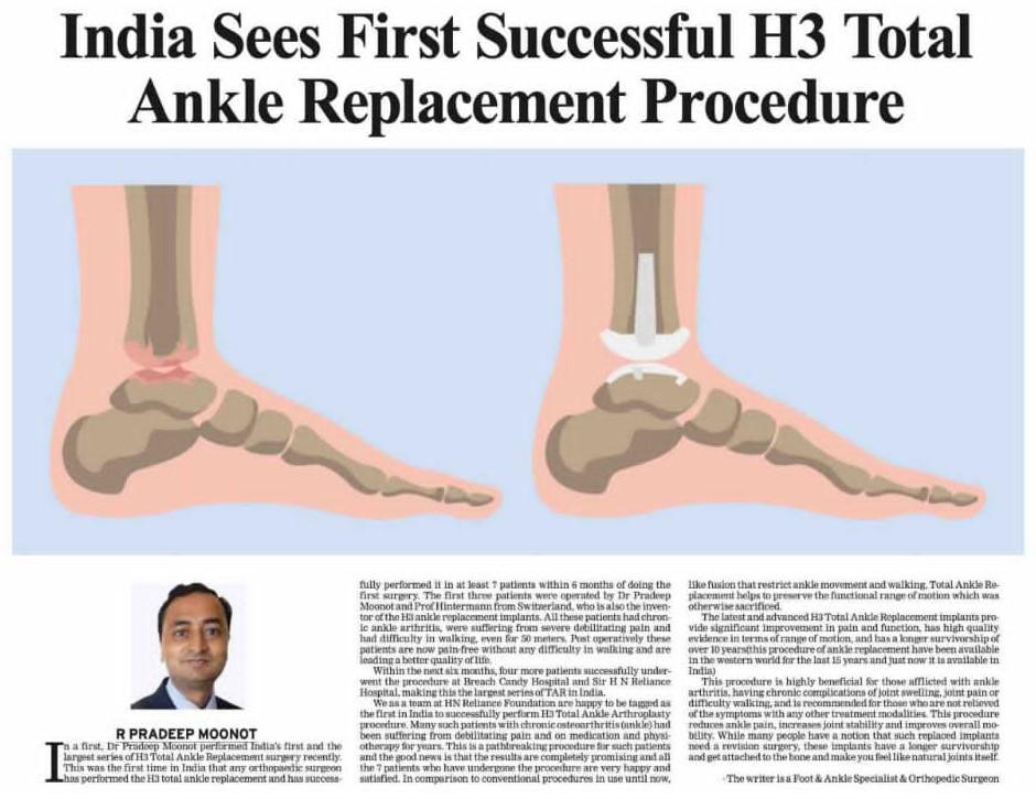 First H3 Total Ankle Replacement India